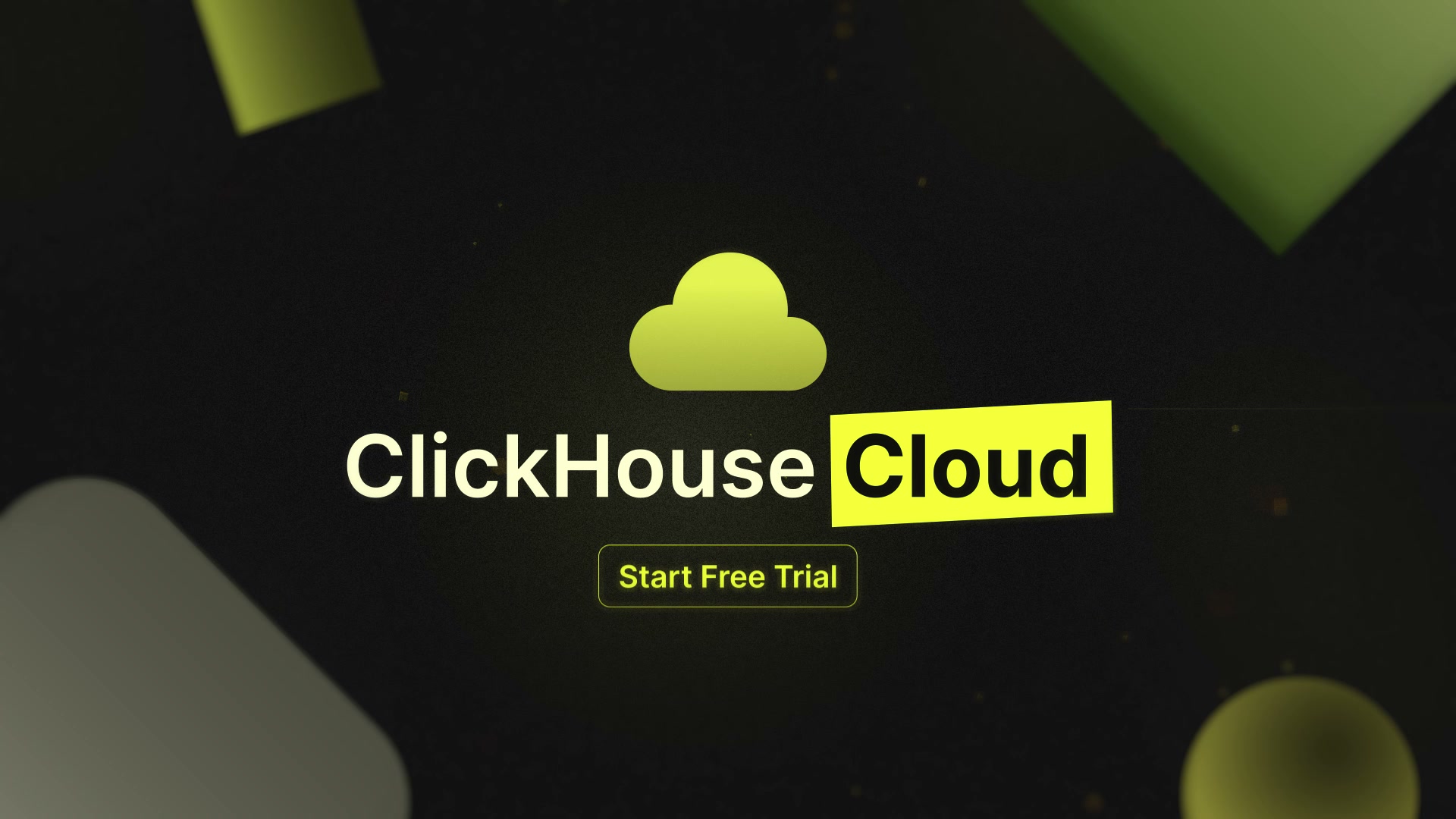 ClickHouse Cloud brand lockup and free trial CTA